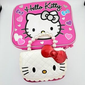 Hello Kitty Pink Insulated Lunch Bag & Hearts Bows Sanrio Kids School Purse